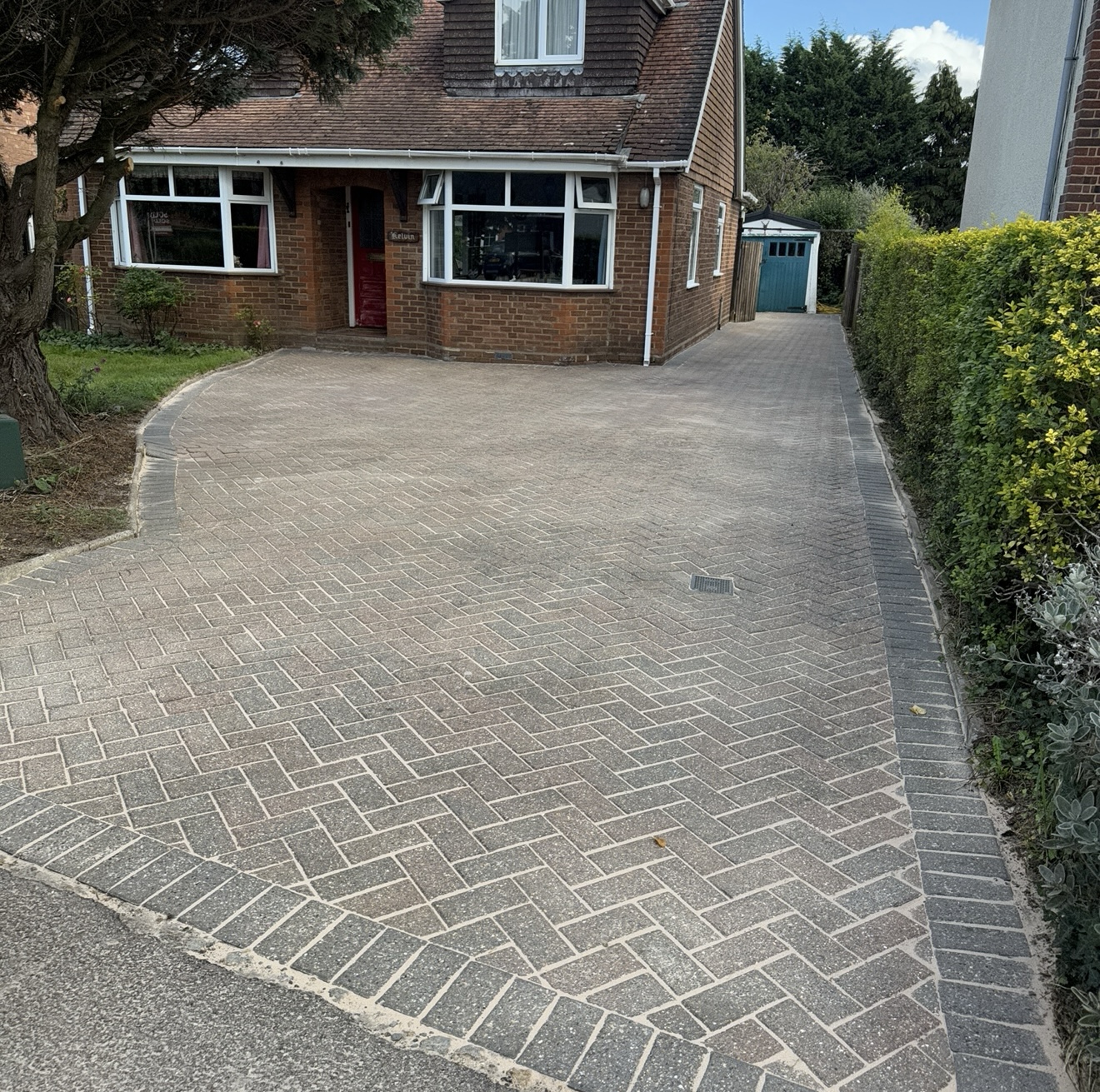Clean block paving after jet washing by JS Jets