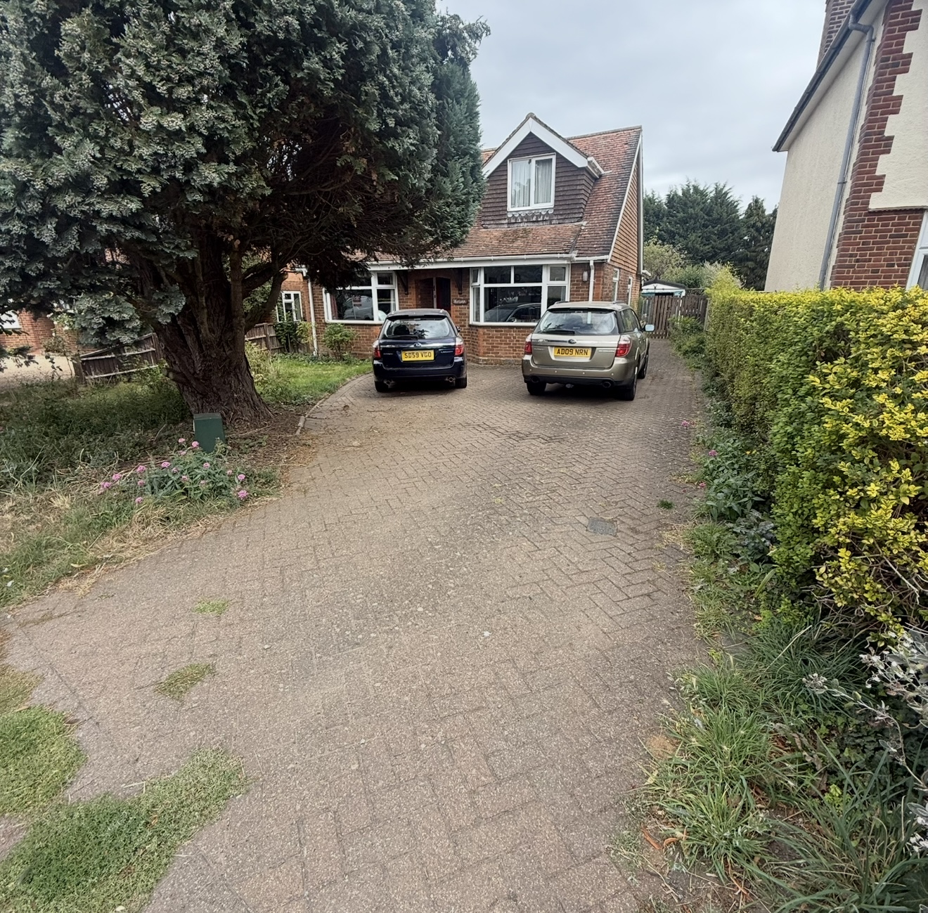 Stained block paving before cleaning in Letchworth